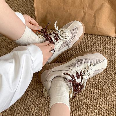 Modetrend Retro Zehen zeigen kleine Plateauschuhe Dad Shoes Damen 2025 neu Herbst und Winter leichte höhenvergrößernde Sportschuhe