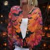 Damen Strickjacke mit langen Ärmeln und Knopfleiste Halloween-Print Lässige Oberbekleidung für Herbst Winter
