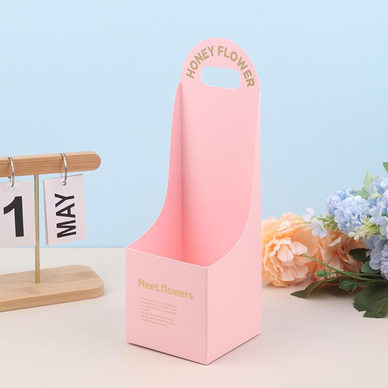 

1/5Pcs Handmade Floral Arrangement Box Heat Gold Gift Box Diy Packaging Material Handheld Bouquet Box Fresh Flower Boxes 1pc рожевий