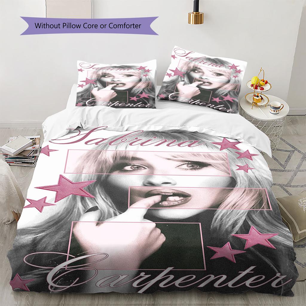 Sabrina Carpenter Pattern Bedding,Quilt Set Quilt Cover Pillowcase Home Birthday Gift(1 * duvet cover + 2 * pillowcase, without core)