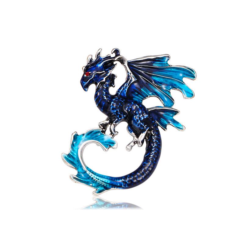 Retro Oil Drip Cartoon Dragon Shape Brooch Men's Personalized Suit Coat Accessories Pin Jewelry