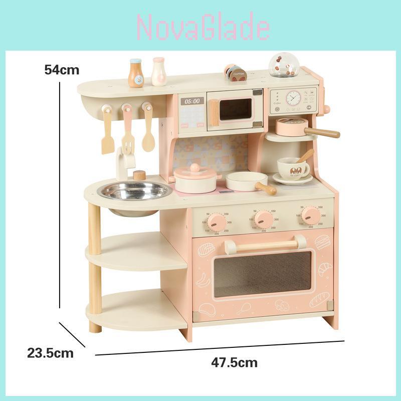 Wooden Pretend Kitchen Toys Coffee Machine And Stove For Early Childhood Development And Parentchild Interaction
