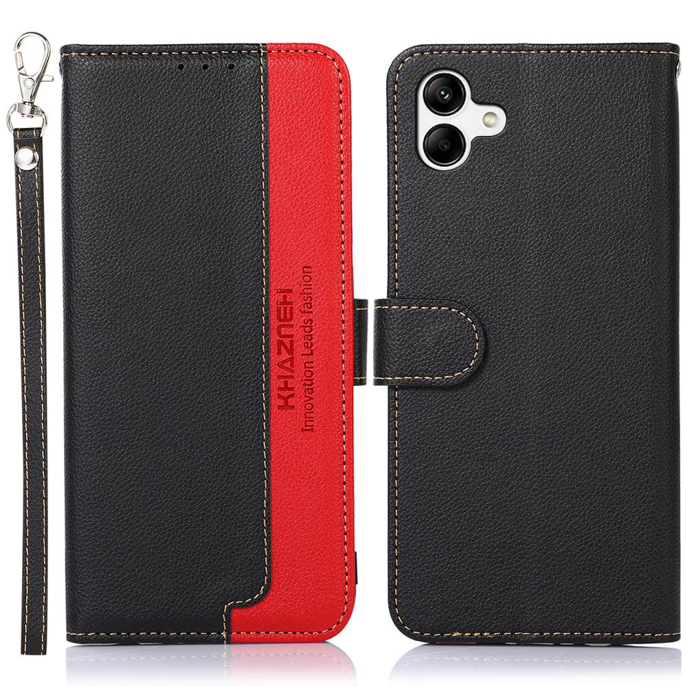 

KHAZNEH For Samsung Galaxy A07 Case RFID Blocking Wallet PU Leather Phone Cover Black