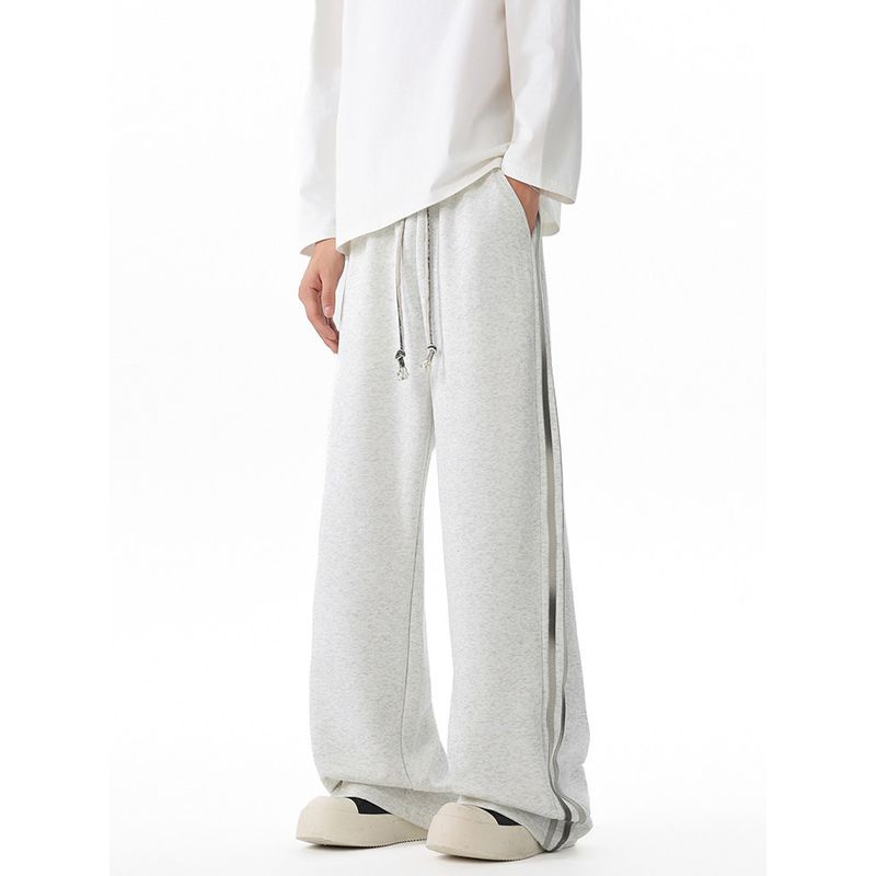 Wassup Trendy Striped Casual Pants for Men, Versatile and Trendy, Youth Vibe, Loose Straight-Leg Sports Sweatpants for Autumn