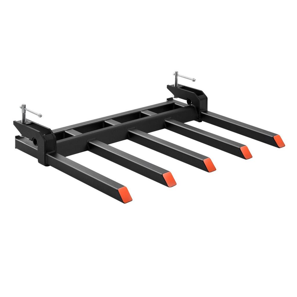 Clamp On Debris Forks To 48" Bucket, 2600 Lbs Capacity Heavy Duty Clamp On Pallet Forks Bucket Attachments, Fit for Loader Bucket Skidsteer Tractor To