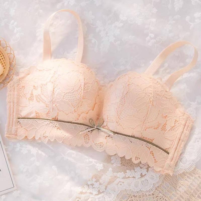 Small Chest Push-up Anti-sagging Lace Underwear Top Lift Thin Strapless Invisible Non-slip Bra Set