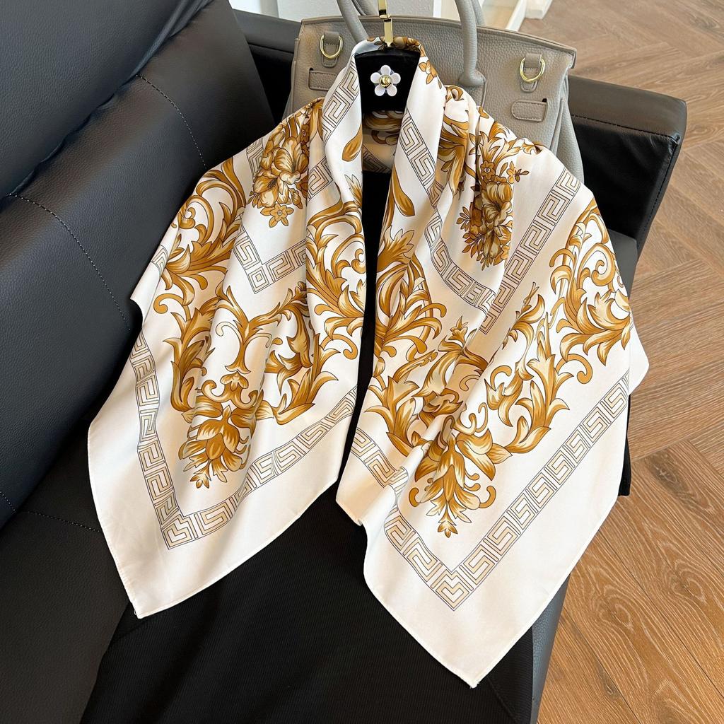 Large square scarf silk scarf women's new versatile spring and autumn winter high-end mother scarf shawl with shirt