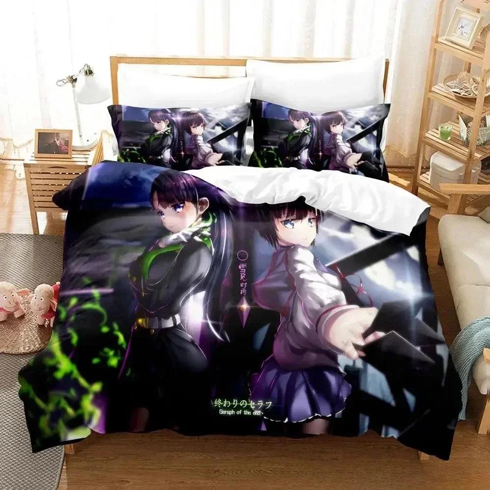 Fashion Seraph of the End Bedding Set Printed With Pillowcase Duvet Cover Soft Queen King Size Bedclothes Home Adult Kid Bedroom