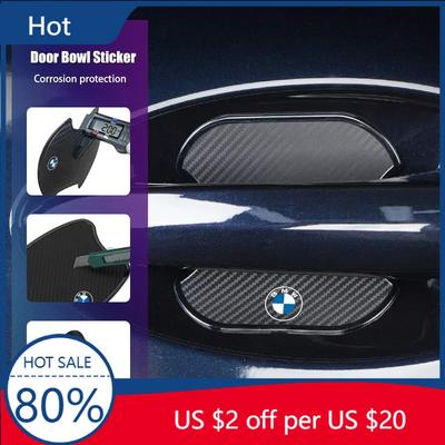 New 4PCS Car Door Handle Bowl Scratch Protector Carbon Fiber Stickers Anti Collision For E46 E90 E60 F30 F10 E39 E36 F2