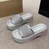 Fashion Platform Platform Slippers Women's Fashion Round Toe Open Toe Woven Strap Anti-slip Wear-resistant Kitten Heel Shoes
