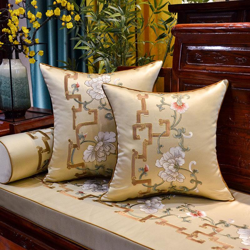 New Chinese-style Embroidery Throw Pillow Decorative Cushion for Home Living Room Redwood Sofa Headboard Cushion Cover