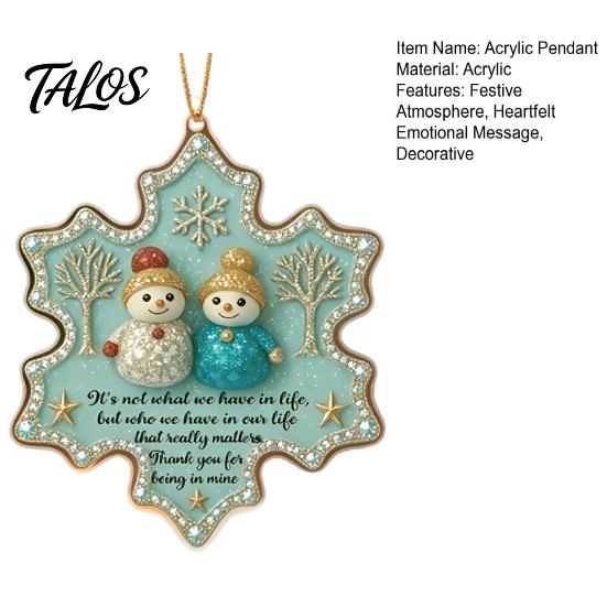 Decorative Window Wall Hangings Snowman Friend Acrylic Hanging Ornament, 2D Xmas Tree Decor with Warm Friendship Engraved Gratitude Keepsakes Message,
