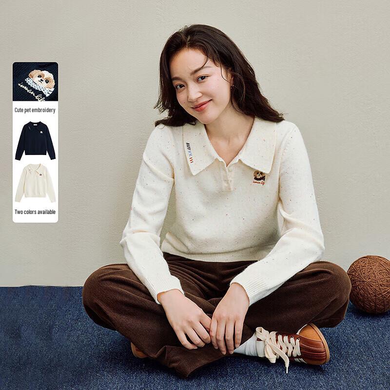 

Yinman Women s Cute Pet Embroidered Doll Collar Knitted Sweater M
