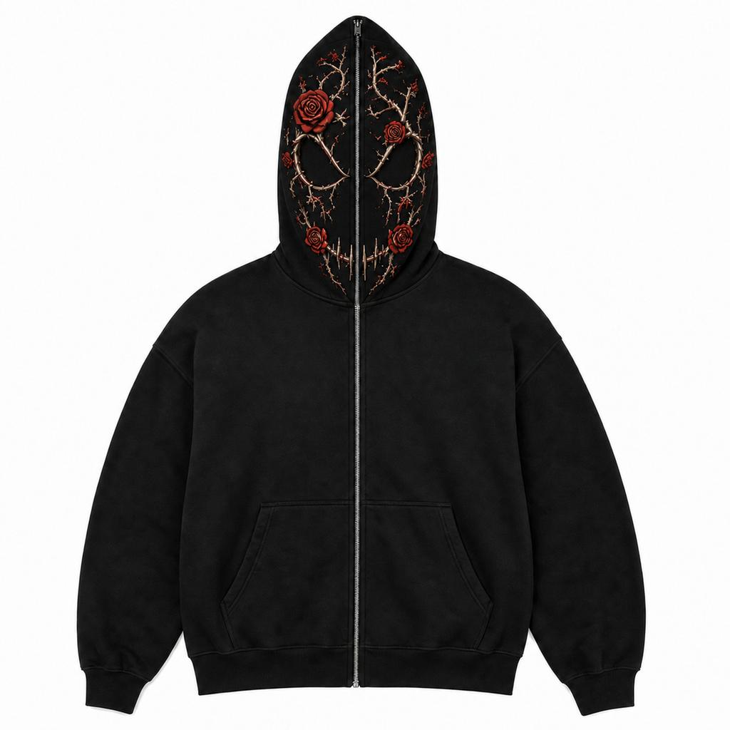 Halloween Cosplay Face Printed Long Sleeve Hoodie Men's and Women's Fashionable Casual Sports Top