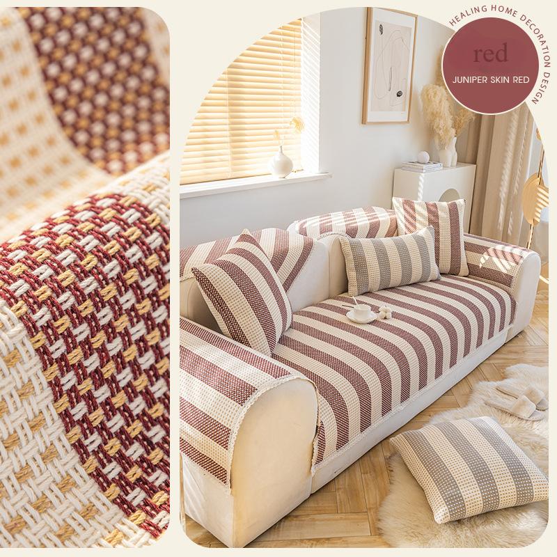 Japanese Style Cotton and Linen Sofa Cushion Universal Anti Slip Cushion for All Seasons Household Goods