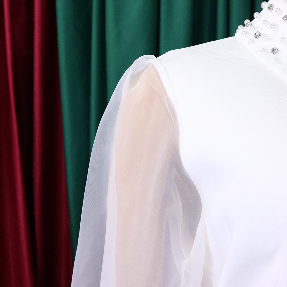 YYFS Damenmode Frühling Herbst Einfarbig Druck Langarm POLO Hals Lose Taille Casual Kleider