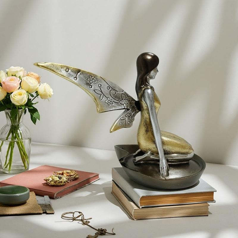 Angel Figurines Resin Faery Statue for Home Decors Faery Sculptures Decorative Ornament Housewarmings Gift for Women Girls
