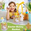 Cute Easter Basket Snack Tote Organizer Bag For Kids Decorated With Embroidered Bunny Easter Supplies Storage Baskets For Eggs