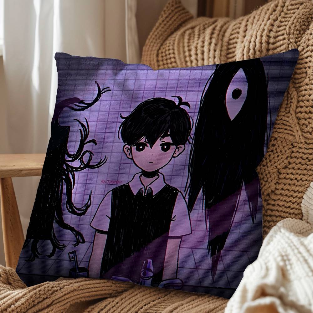 

Series Mari game Basil Omori Game Pillow Case Antidustmite Pillowcase Invisible zipper silky short plush Sofa cushion cover 45x45 cm