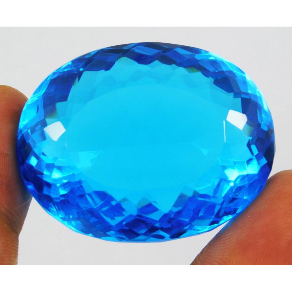 Certified 302 Ct Blue Topaz Brazilian Natural Oval Cut Loose Gemstone