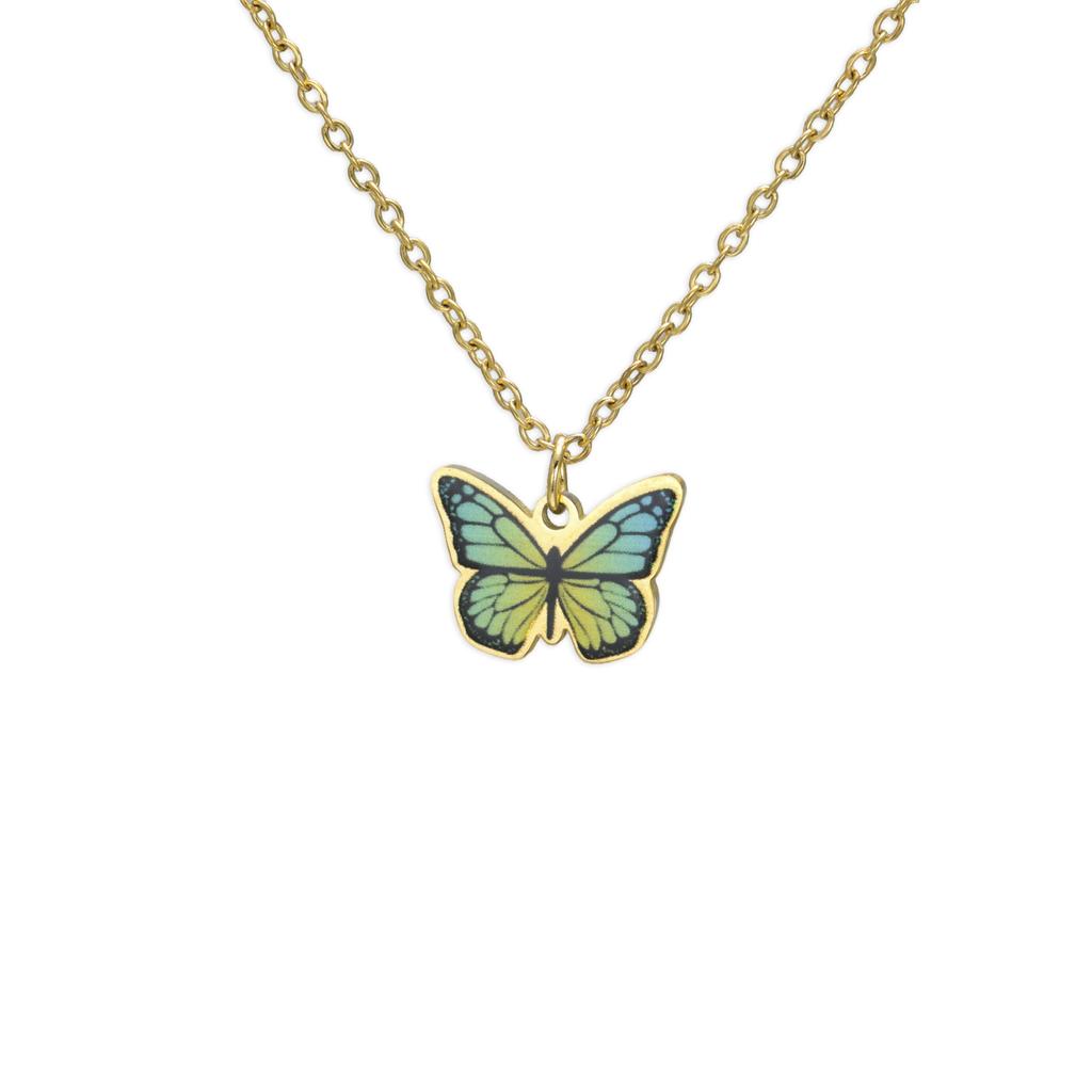Teamer Colorful Butterfly Necklace For Women Girls Gold Color Stainless Steel Birthday Fashion Jewelry Gift Wholesale 2026 New
