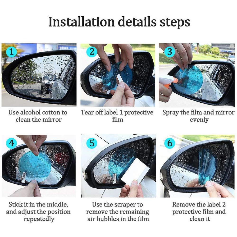 8Pcs Car Rearview Mirror Protective Film, HD Transparent Rainproof/glare/fog Waterproof Film Car Rearview Mirror and Side Window