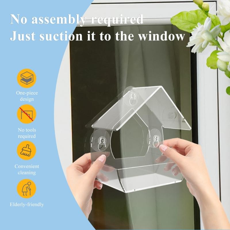 Clear Window Mounted Bird Feeder 360 Degree Visibility Window Feeder For Home Or Office Use Bird Observation Accessory