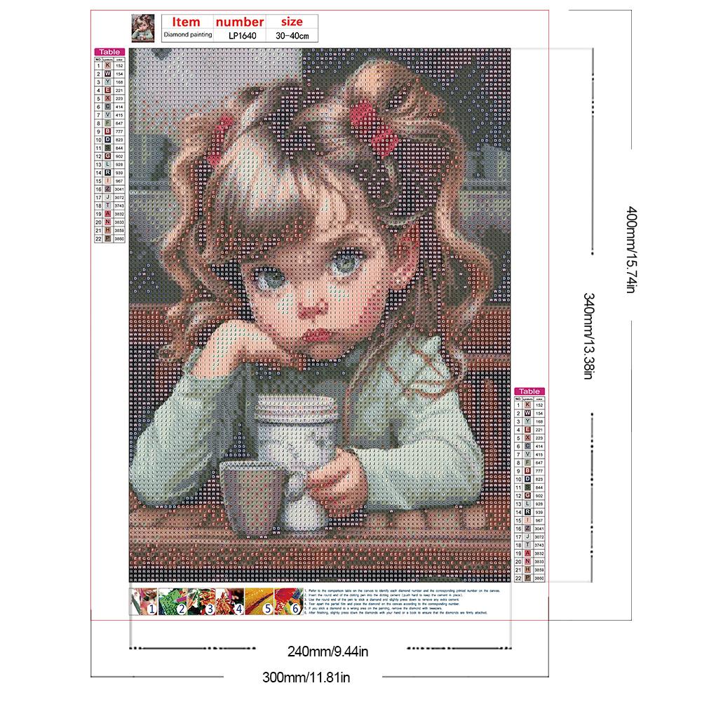 30*40CM 5D DIY Vollrunde Bohrer Strass Süßes Mädchen Kit Kunsthandwerk Mosaik Malerei Stickerei Handgefertigt Heimdekoration Geschenk