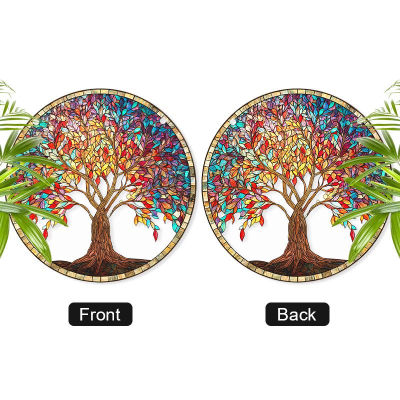 Acrylic Multicolor Tree of Life Suncatcher, Stained Glass Effect Window Hanging Ornament for Nature & Tree Lover Gifts