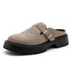 4CM Height Increasing Mules Slippers for Men Fashion Close Toe Slides Home Shoes Outdoor Clogs Suede Leather Platform Sandals