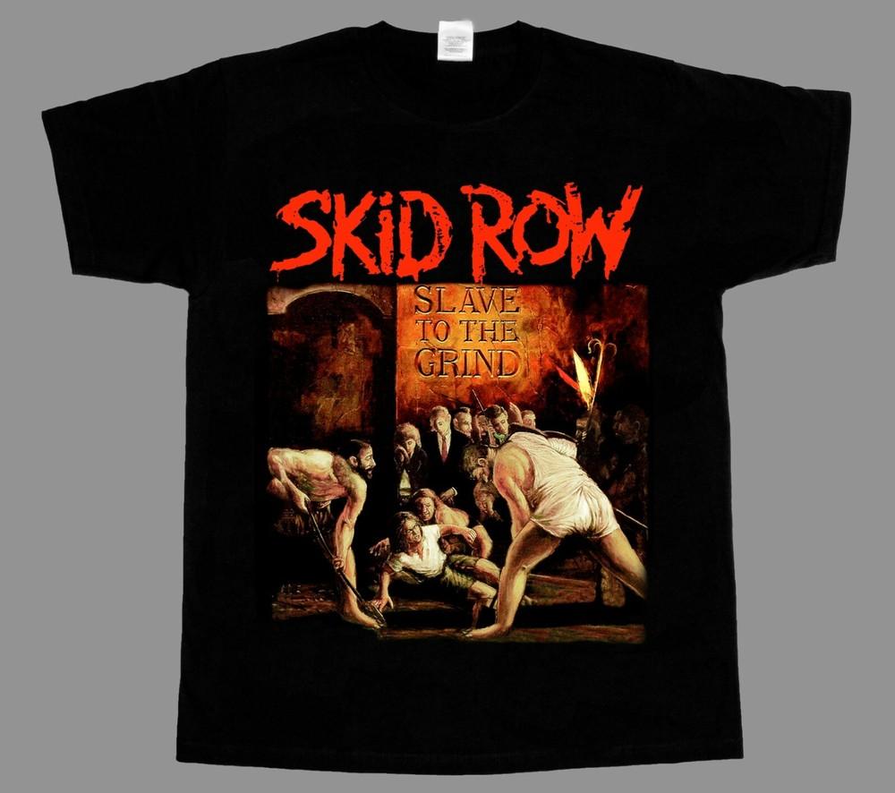 Skid row slave to the grind 91 short long sleeve black tshirt 3 4 5xl M