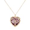 Luxury Hollow Out Heart Rhinestone Locket Pendant Necklace Green Red Pink Purple Blue Roseo Color Crystal Inside For Women