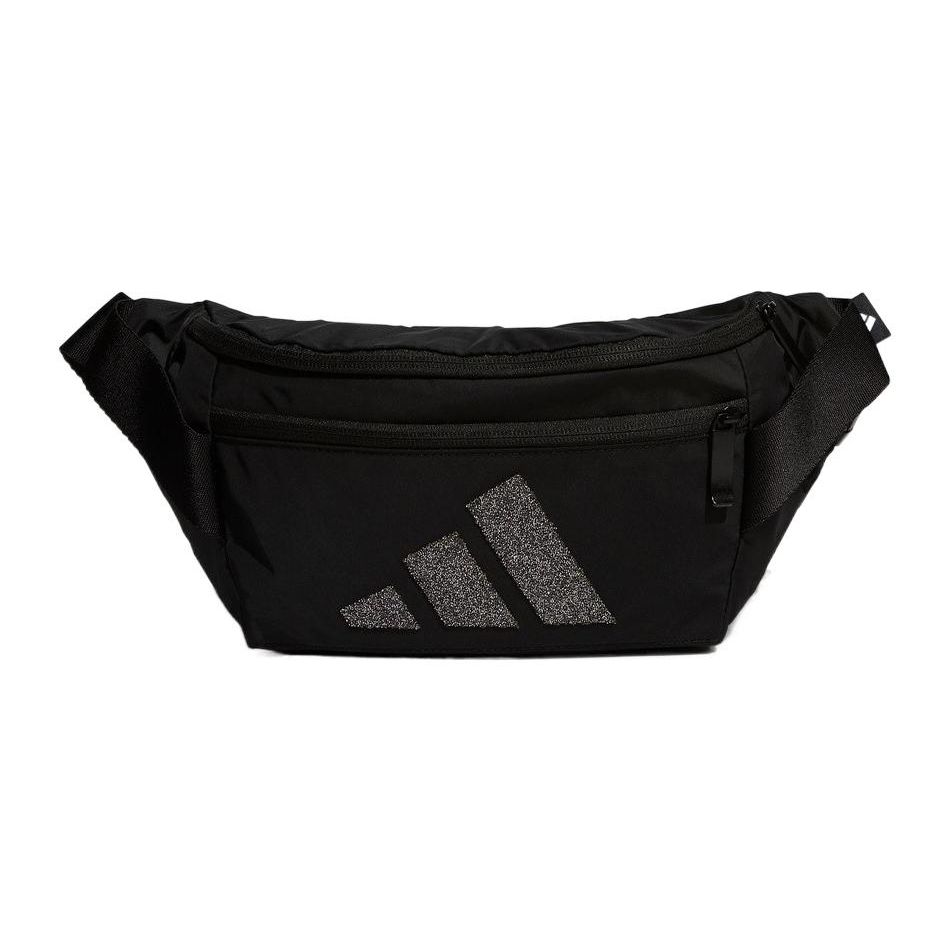 

Adidas Crystal Decorated Logo Sports Casual Polyester Shoulder Crossbody Waist Bag Women Bags Black H52418 Black