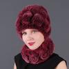 Rex Rabbit Rose Hat and Flower Scarf Set Specializing In the Production of Rex Rabbit Scarf Hat Two-piece Adult Hat