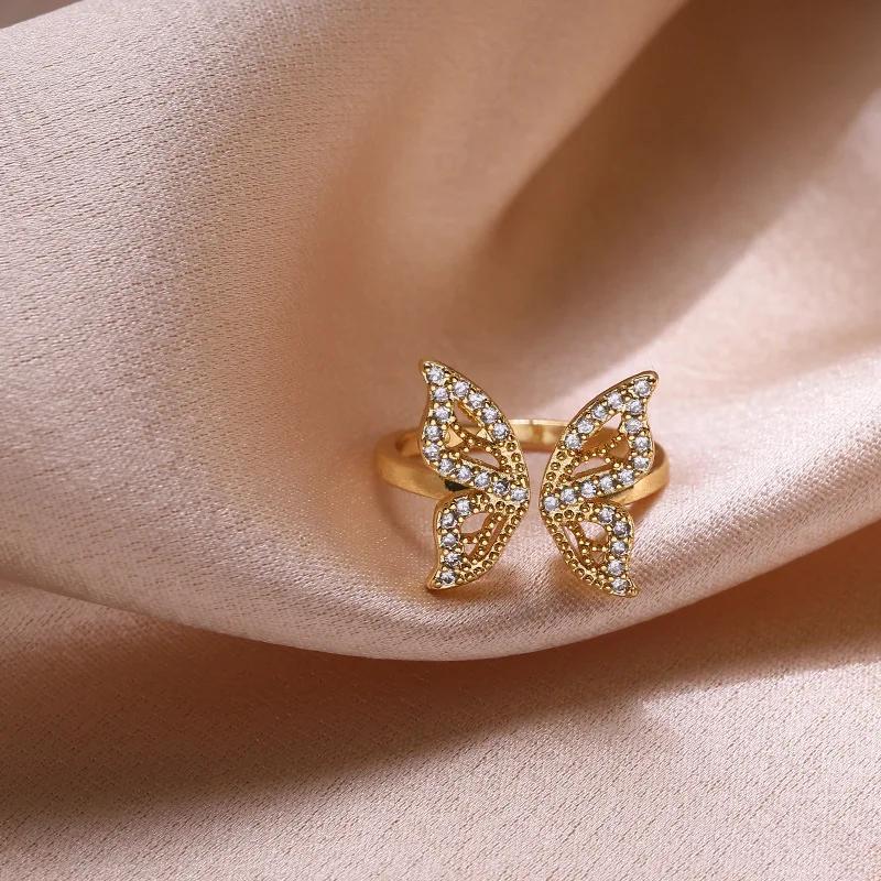 Adjustable Vintage Elegant Bow Open Ring, Fashion Light Luxury Niche, Exquisite Index Finger Zircon Accessory Gifts For Women