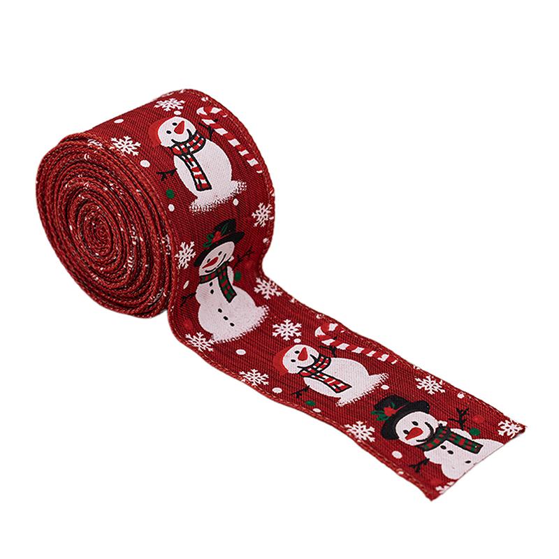 Christmas Ribbon Wired Christmas Ribbon Snowman Ribbon For Christmas Tree Gift Wrapping Crafts Wreath Garland Bow Decor