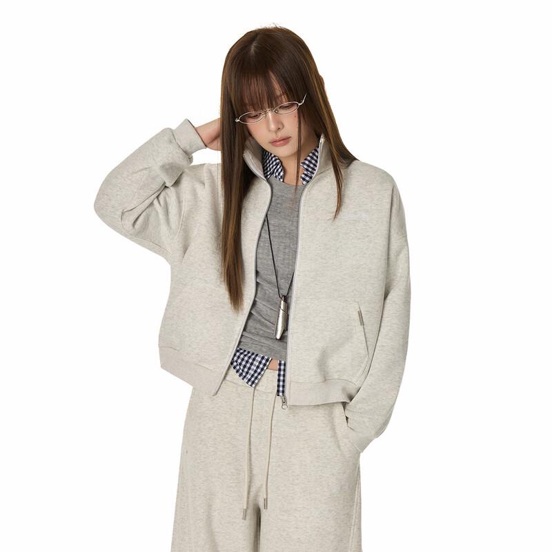 GROUND ZERO Embroidered Stand-Collar Zip-Up Cardigan