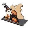 Decorative Paper Stand Halloween Wooden Napkin Holder for Table, Ghost Pumpkin Black Cat Standing Tabletop Organizer Dispenser, Towel Kitchen