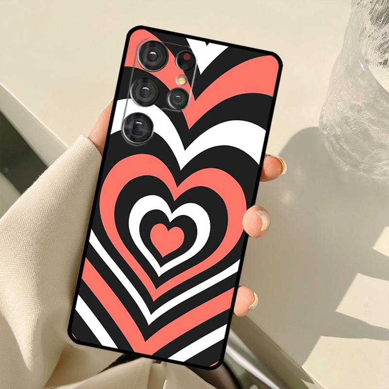 Latte Love Tunnel Brown Heart Case For Samsung Galaxy S22 Ultra S21 S20 S24 S25 Ultra S9 S10 Plus S23 FE S25 FE Back Cover