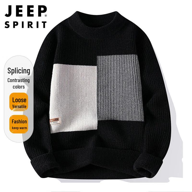 JEEP SPIRIT Men's Color Block Mock Neck Knit Sweater