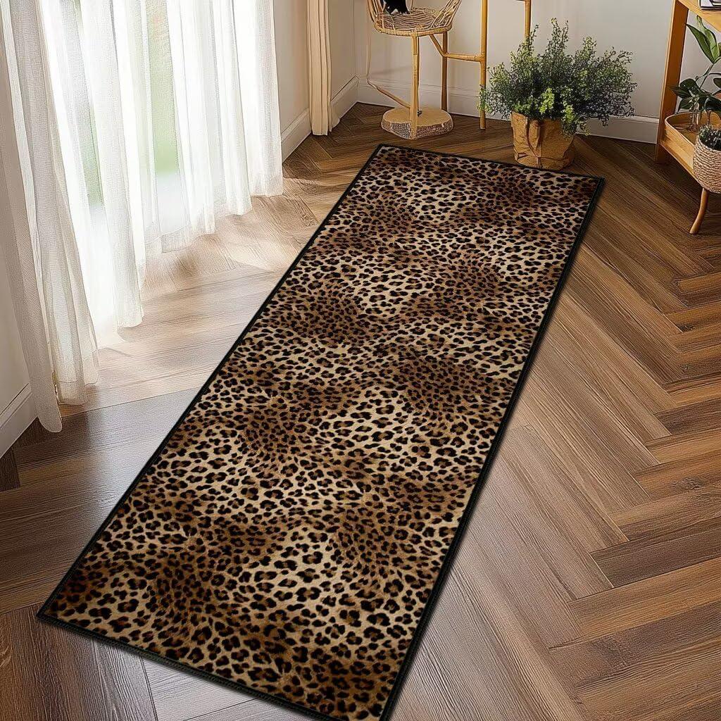 

Leopard Runner Rug Cheetah Print Rugs for Hallway Kitchen Runners Animal Entrance Door Mat Non Slip Rug for Entryway Bedroom 40x120CM