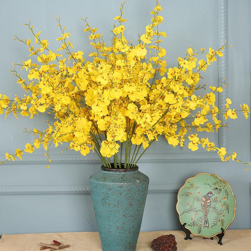1PCS European Rural Yellow Artificial Dance Orchid Silk Flower Fake Decoration Flower