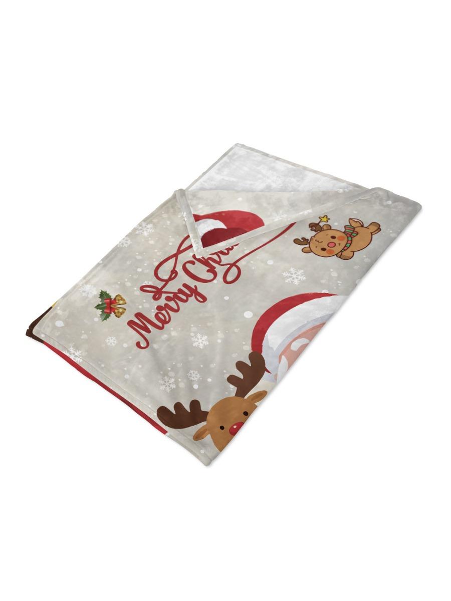 

1pc Cartoon Santa Claus Print Flannel Blanket Various Size Living Room Sofa Nap Leisure Blanket Soft and Machine Washable 75x100cm (30x40inch)