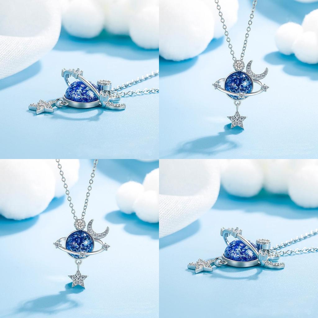 Cosmic Star Moon Necklace With Cartoon Design For Women And Men