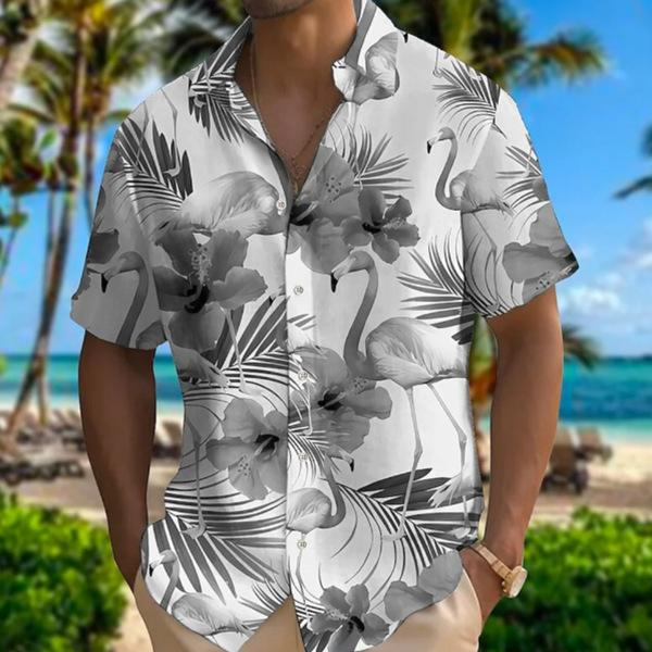 Summer new Hawaiian shirt men's fashion digital printing short sleeve source factory one piece hair