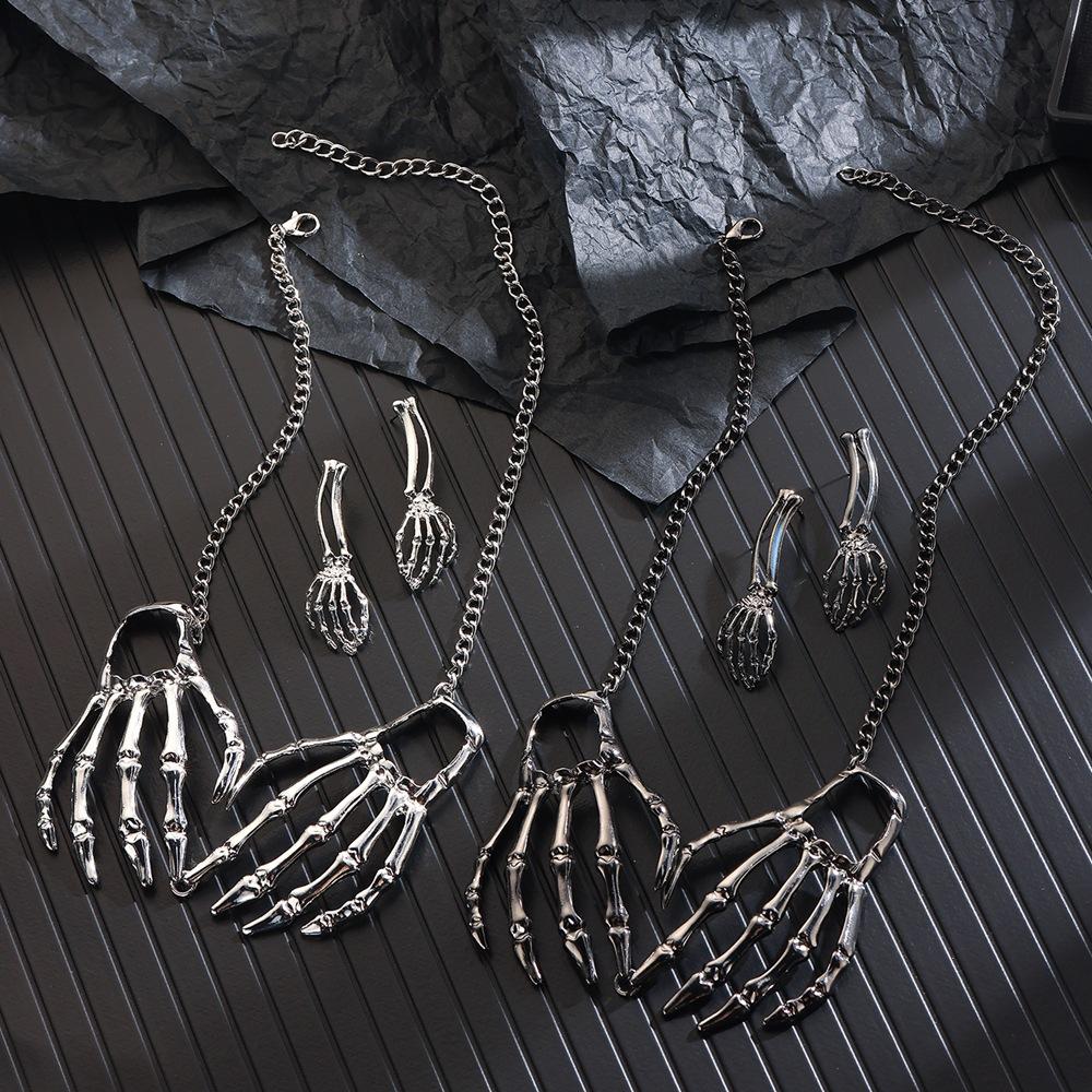 Colier cu pandantiv de mână în stil punk în stil gotic creativ personalizat, lanț de clavicula hip hop bijuterii din aliaj de Halloween