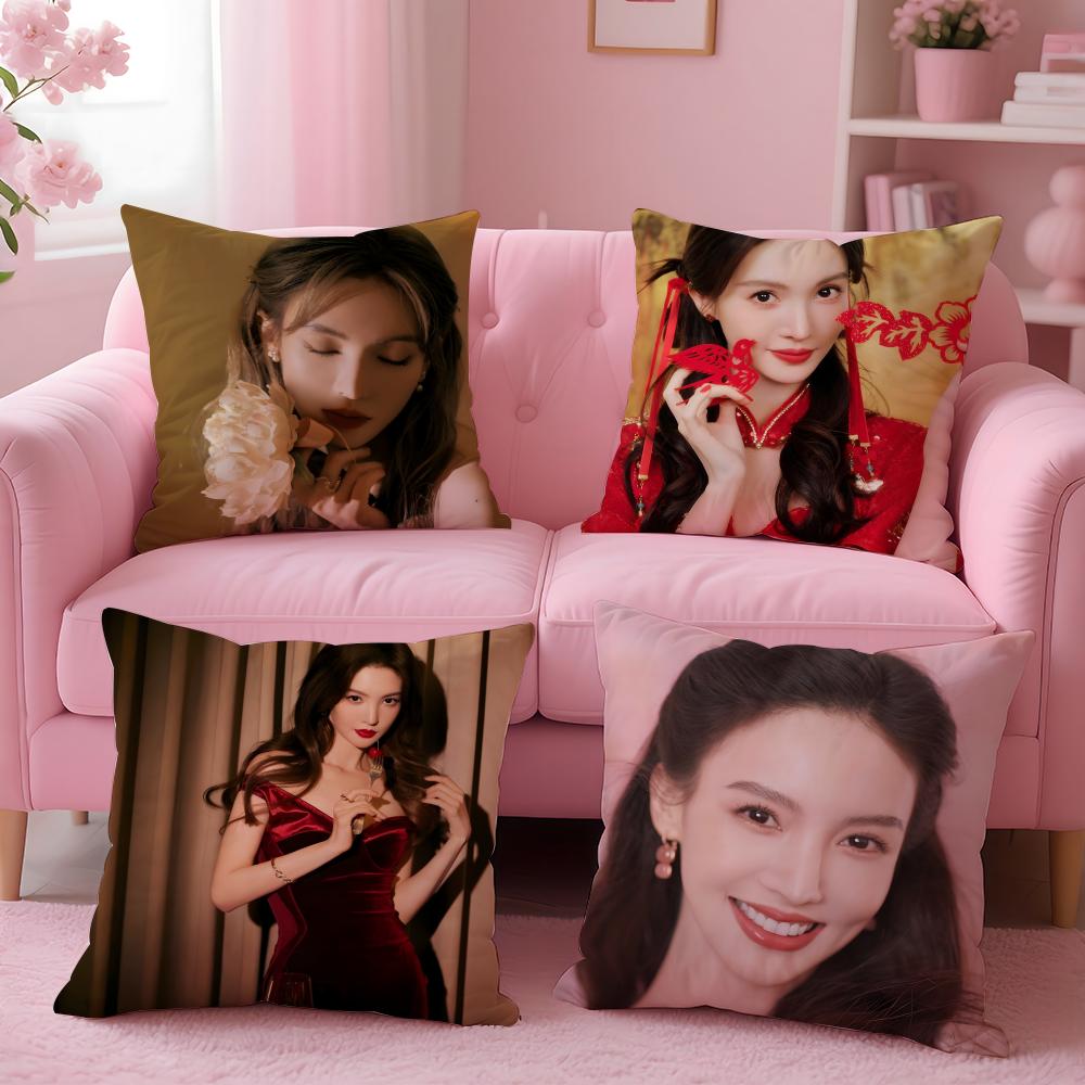Popular Fashion Elegant Chinese Actress JJin Chen Cushion Cover Pillow Case Soft Friendly Fabric  Concealed Zipper