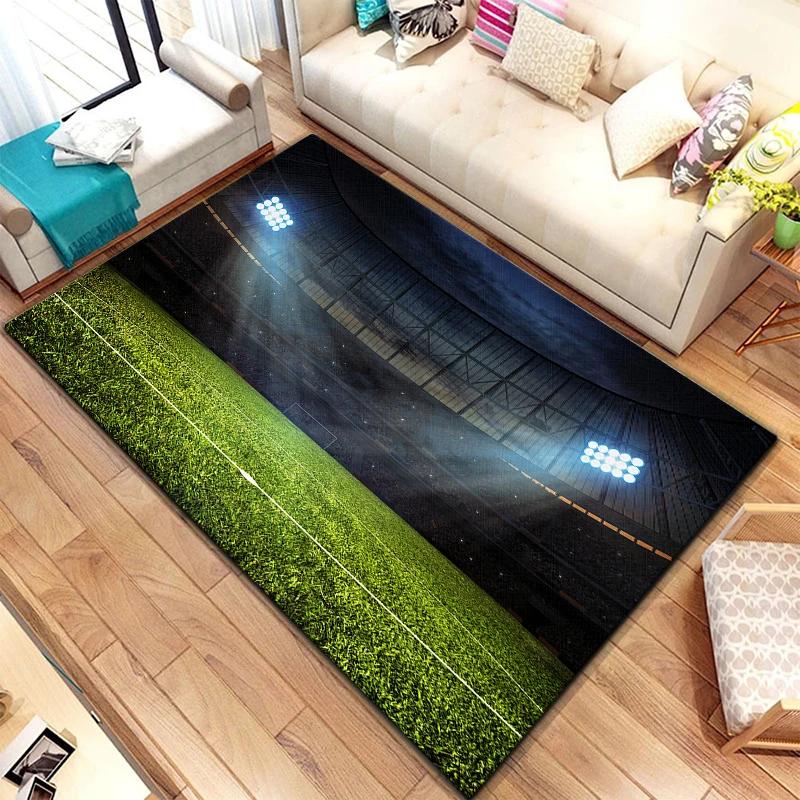 Soccer Football Sports Silhouette Pattern Carpet for Living Room Rugs Camping Picnic Mat Anti-Slip Rug Crawl Mat Fans Gift