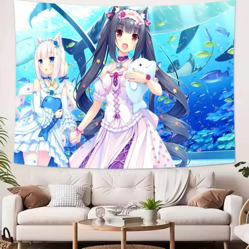 Kawaii HOT Girl Nekopara Tapestry Decoration Bedroom Dormitory Background Cloth Holiday Home Party Living Room Club Tapestry