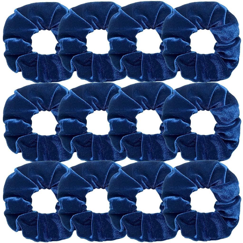12pcs Vintage Women Pink Velvet Scrunchies Baby Girls Headwear White Black Blue Green Elastic Hair Bands Kids Hair Accessories